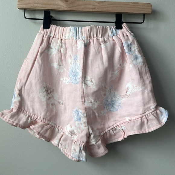NWOT Girls Ella Jean Pink Floral Ruffle Hem Elastic Waist Shorts 6 - Picture 5 of 5